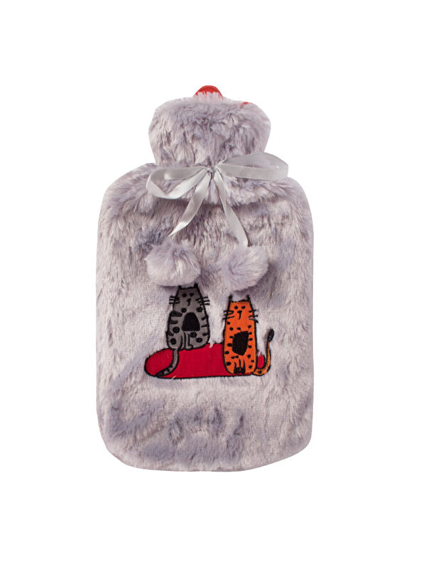 Biggdesign Cats Gri Pelüş Sıcak Su Torbası  Yumuşak Kılıf  2 L  Kedili Tasarım  20x35  Su Sızdırmaz