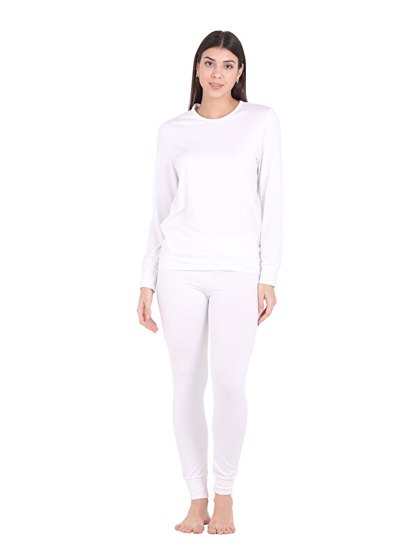 THERMOFORM Microfiber Şardonlu Termal İçlik Set Kadın BEYAZ