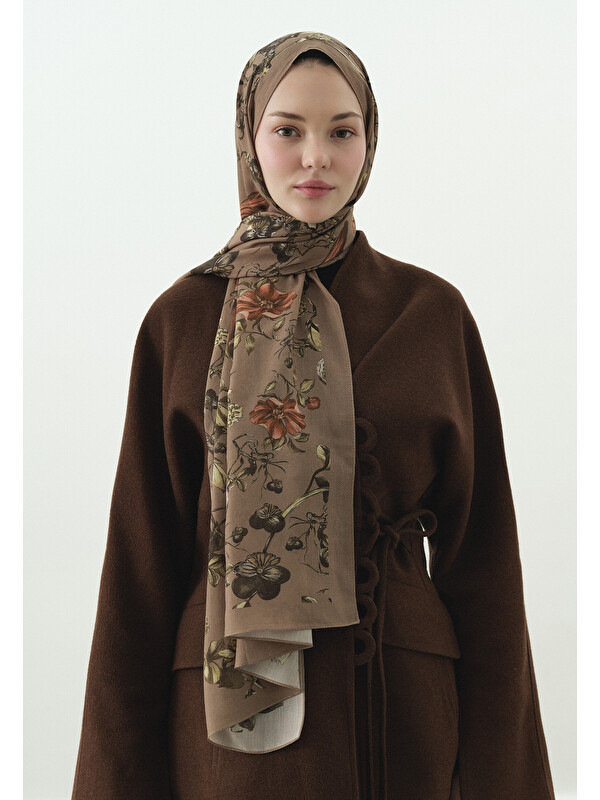 Fresh Scarfs Gisele Desenli Pamuk Viskon Şal Sütlü Kahve