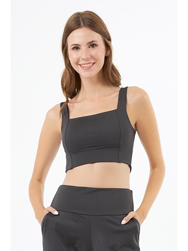 Cottonhill Füme Kare Yaka Crop Top Büstiyer