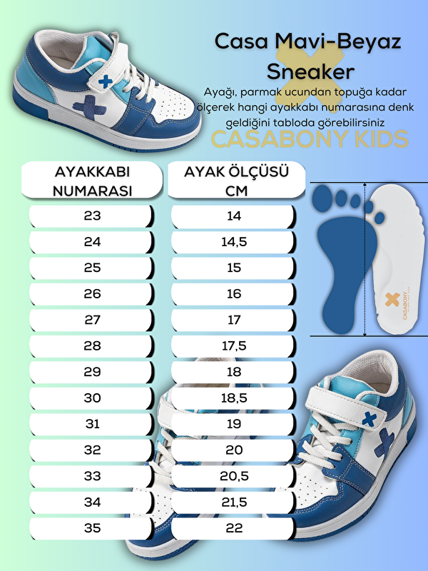 Casa Mavi Beyaz Erkek Çocuk Sneakers - Görsel 6