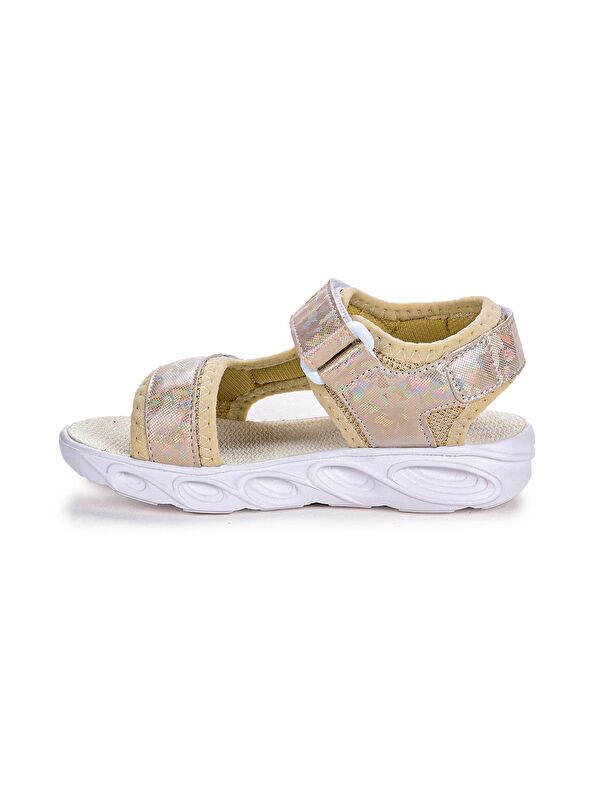 133 Hologram Işıklı Kız Çocuk Cırtlı Sandalet Ayakkabı - Görsel 3