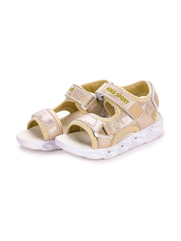 133 Hologram Işıklı Kız Çocuk Cırtlı Sandalet Ayakkabı - Görsel 4