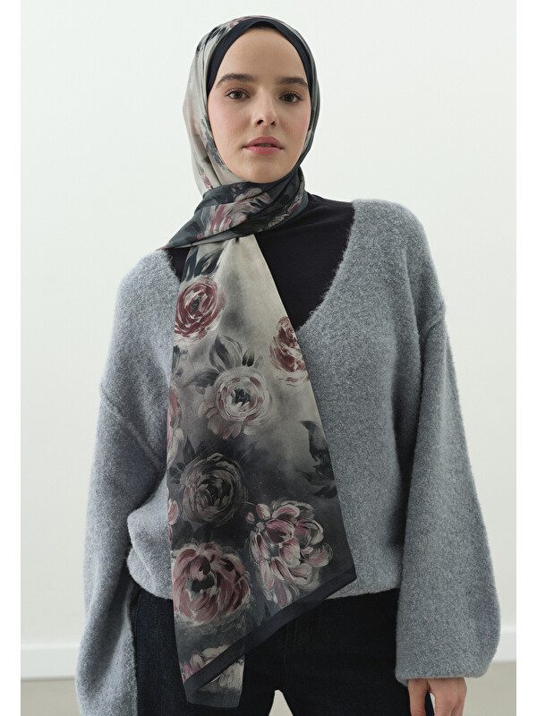 Fresh Scarfs Marielle Desenli Pamuk Viskon Şal Gece Mavisi