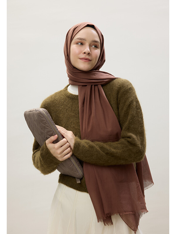Fresh Scarfs İnce Pamuk Vual Şal Kakao