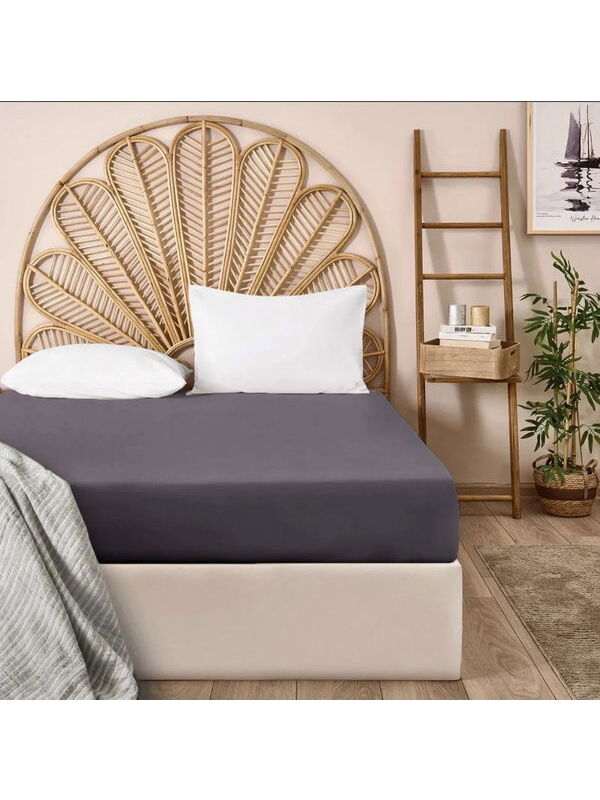 Evidea Soft Basic Çift Kişilik Lastikli Çarşaf - Antrasit - 180x200 cm