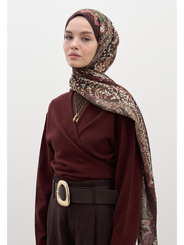 Fresh Scarfs Cerıse Desen Şal Bordo