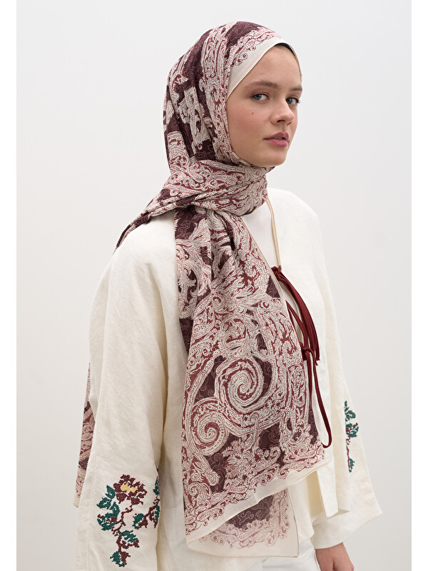 Fresh Scarfs Wıld Paısley Desen Şal Bordo
