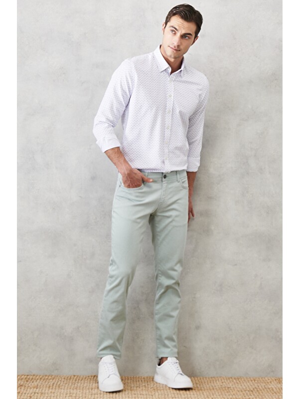 Altınyıldız Classics Erkek Su Yeşili 360 Derece Her Yöne Esneyen Rahat Slim Fit Pantolon