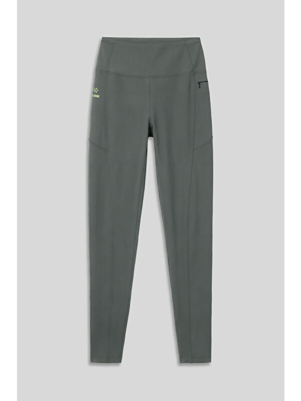 Tommylife Haki Polyester Esnek Standart Fit Performans Kadın Tayt - 94667