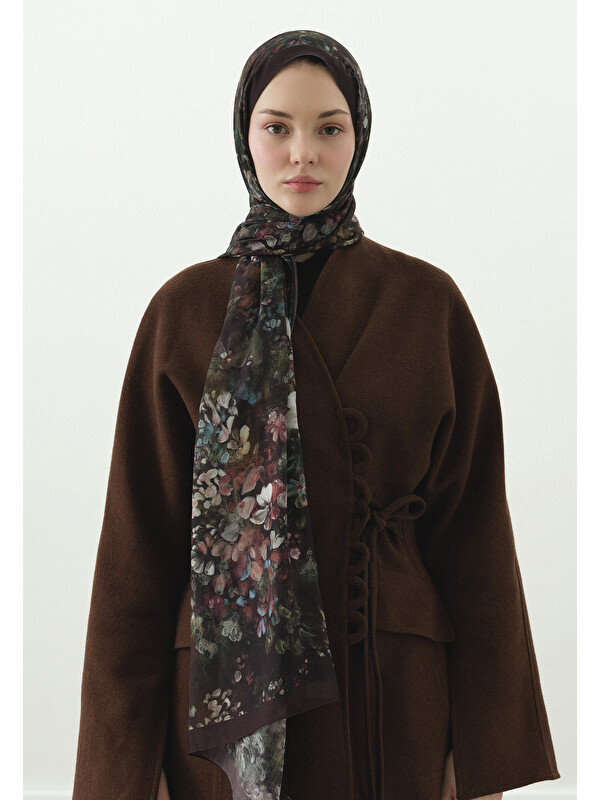 Fresh Scarfs Dark Beauty Desenli Pamuk Viskon Şal Mürdüm