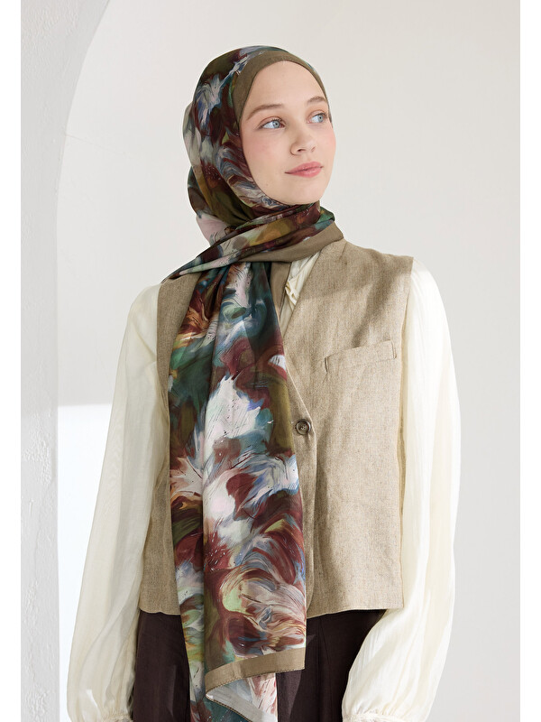 Fresh Scarfs Melaına Floş Viskon Şal Toprak