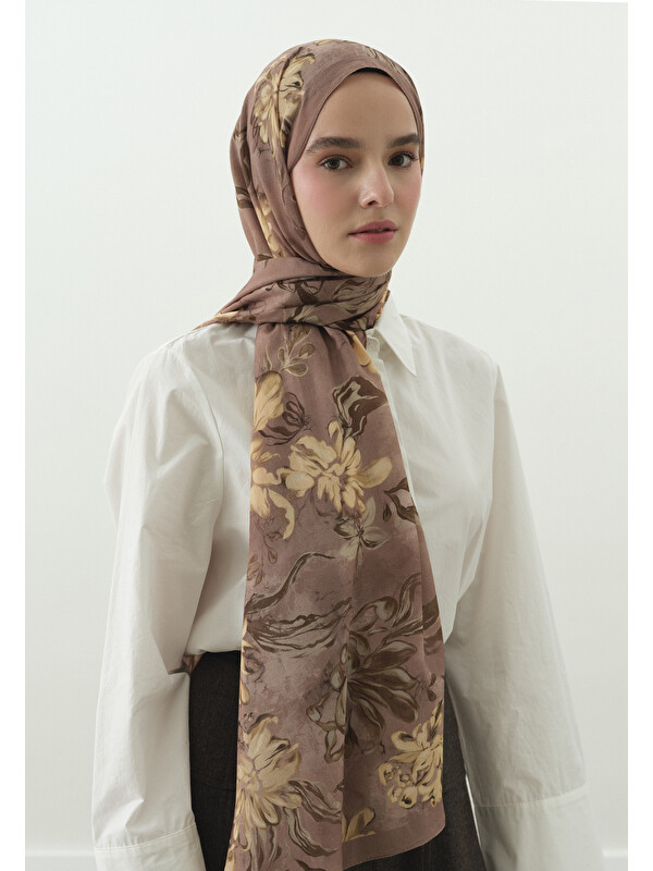Fresh Scarfs Norah Desenli Pamuk Viskon Şal Gülkurusu