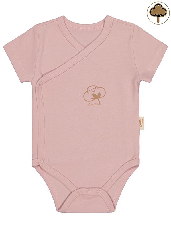 Civil Baby Organik Pamuklu Kruvaze 0-3 Ay Çıtçıtlı Badi - Pembe 1-3 Ay