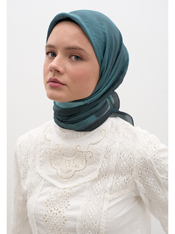 Fresh Scarfs Ombre Desen Pamuklu Viskon Eşarp Lacivert
