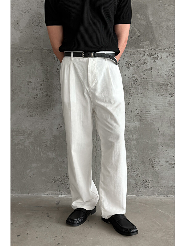 HYMAN Erkek Baggy Fit Gabardin Kumaş Pantolon