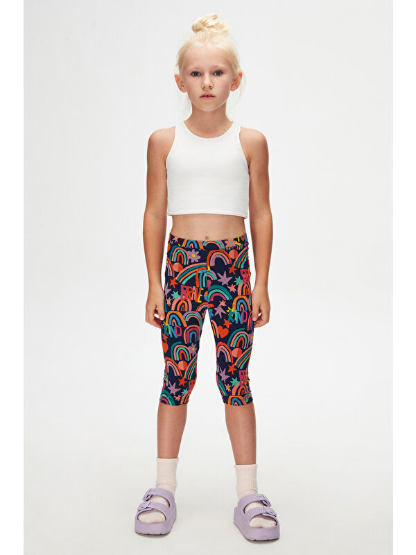 Lovetti Kız Çocuk Brave & Happy Desen Kapri