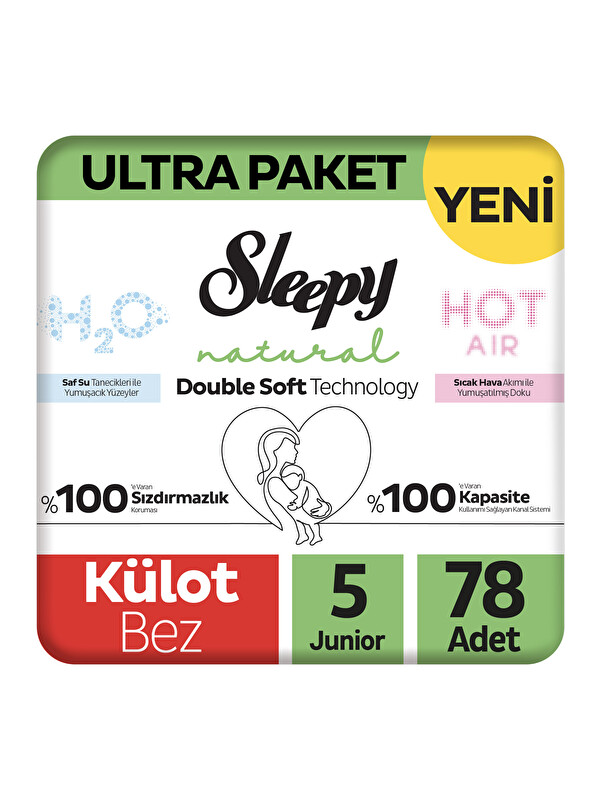 Sleepy Natural Double Soft Ultra Paket Külot Bez 5 Numara Junior 78 Adet