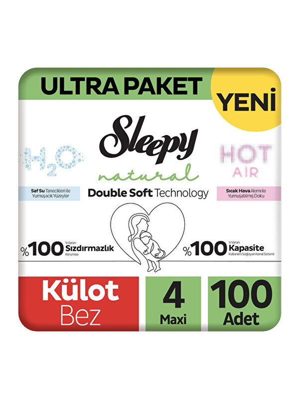 Sleepy Natural Double Soft Ultra Paket Külot Bez 4 Numara Maxi 100 Adet