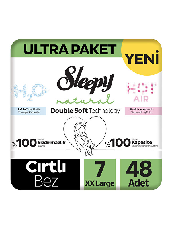 Sleepy Natural Double Soft Ultra Paket Bebek Bezi 7 Numara Xxlarge 48 Adet