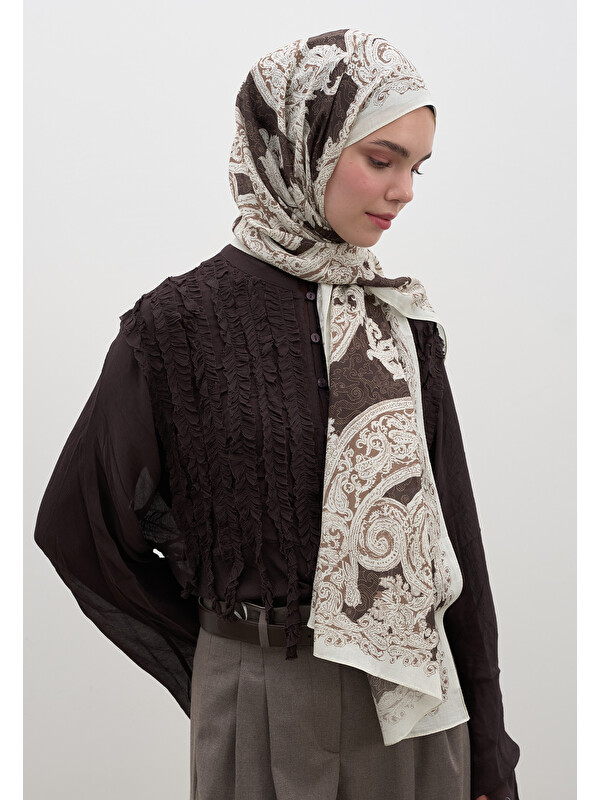 Fresh Scarfs Wıld Paısley Desen Şal Çikolata Kahve