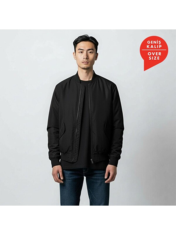 Only&Sons Russel Padded Bomber Erkek Siyah Dik Yaka Ceket