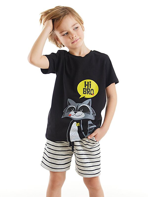 Denokids Rakun Erkek Çocuk Tişört Şort Takım