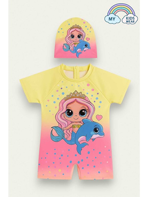My Kids Wear Kız Çocuk Dalgıç Kumaş Gizli Fermuarlı Boneli Mayo Takımı 3-10 Yaş 11932