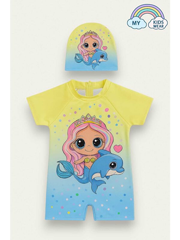 My Kids Wear Kız Çocuk Dalgıç Kumaş Gizli Fermuarlı Boneli Mayo Takımı 3-10 Yaş 11933