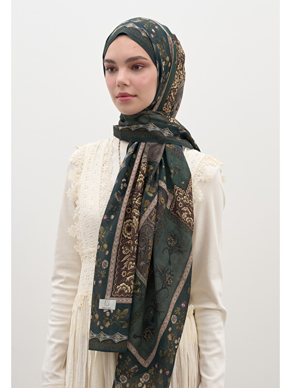 Fresh Scarfs Wıld And Pure Desen Şal Koyu Yeşil