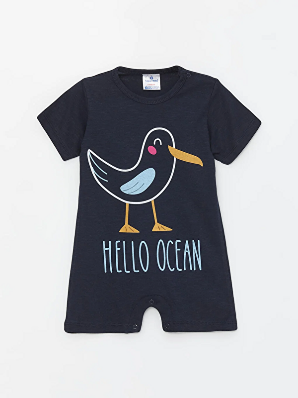 Luggi Baby Bisiklet Yaka Baskılı Erkek Bebek Tulum