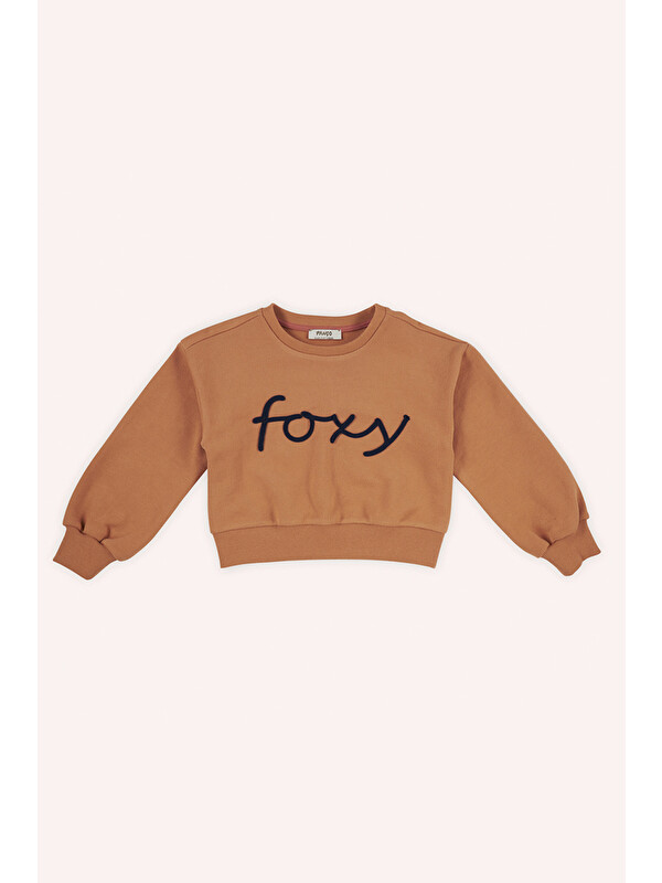 Panço Kız Çocuk Nakış Detaylı Kiremit Sweatshirt