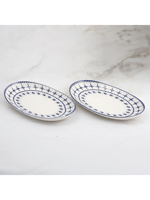 GÜRAL PORSELEN Elıps 2 Parça 25 cm Bone Kayık Tabak - 1614