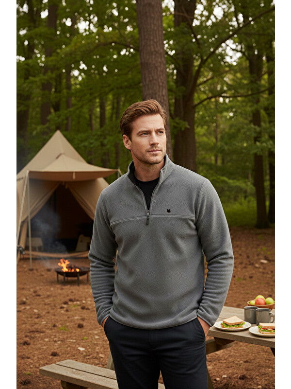 Buratti Slim Fit Anti-Pilling Bato Yaka Kışlık Şardonlu Erkek Polar Sweatshirt 5906001