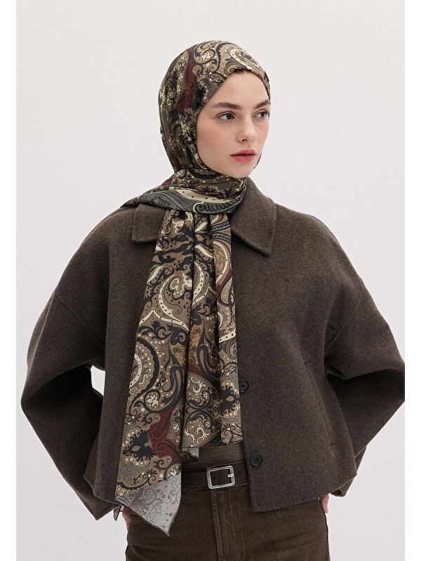 Fresh Scarfs Etnıc Paısley Desen Şal Tozlu Kahve