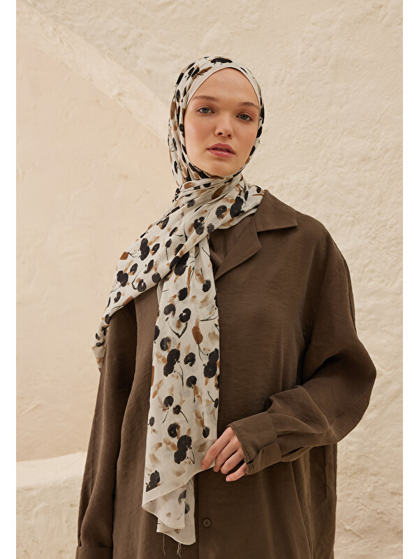 Fresh Scarfs Cherry Desen Rami Şal Bej