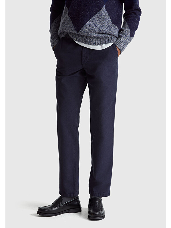 United Colors Of Benetton Erkek Lacivert %100 Pamuk Slim Fit  Chino Pantolon