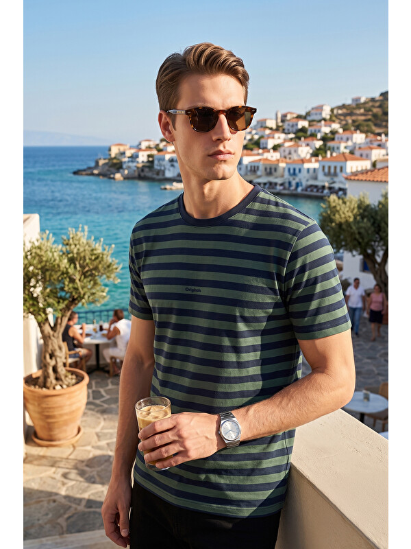 Buratti Çizgili Pamuklu Relaxed Fit Bisiklet Yaka T Shirt 5904078
