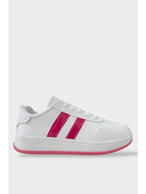 LİGER Unisex Düz Hafif Taban Günlük Sneaker Ayakkabı Beyaz - Fuşya