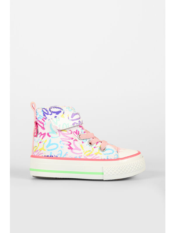 Vicco Ada Desenli Kız Bebek Beyaz/Pembe Sneaker