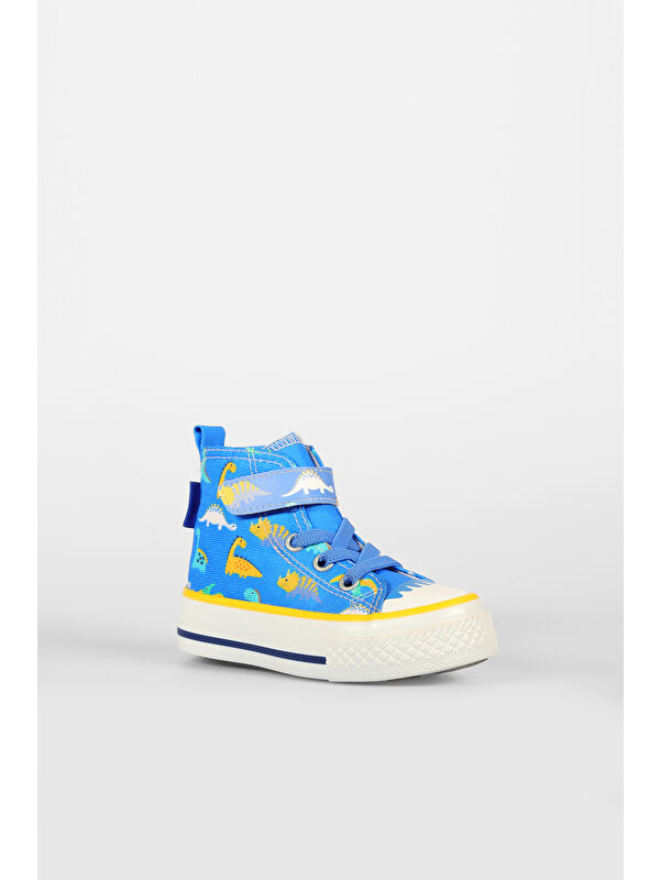 Ada Desenli Erkek Bebek Saks Mavi Sneaker - Görsel 4