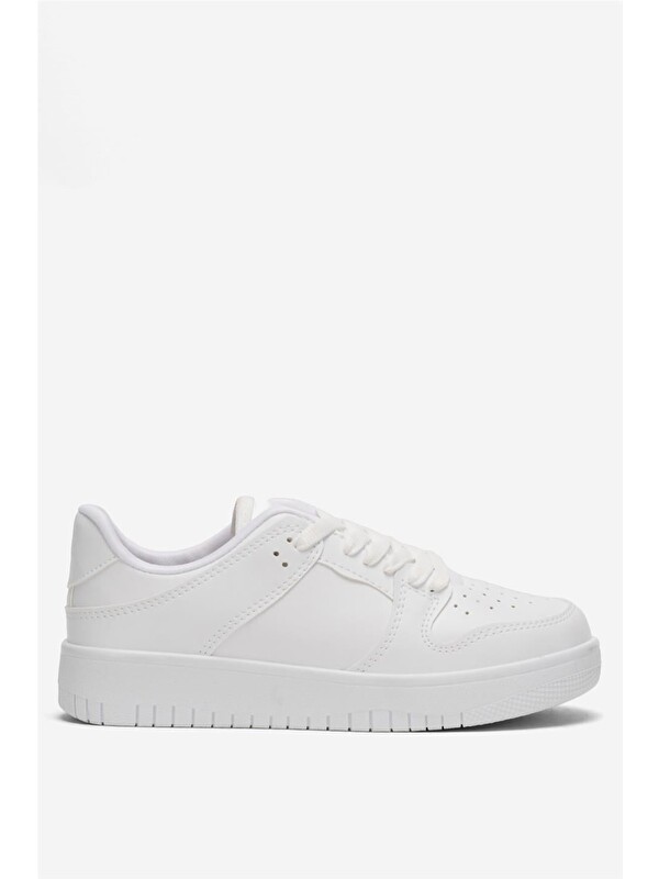 LİGER Unisex Bağcıklı Spor Sneaker Ayakkabı Beyaz - Beyaz
