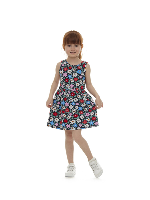Lovetti Kız Çocuk Daisy Festival Desen Kolsuz Elbise