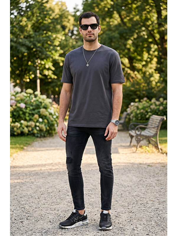 Buratti Pamuklu Relaxed Fit Sıfır Yaka Erkek T Shirt 5905446
