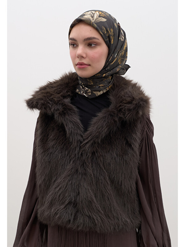 Fresh Scarfs Gısele Desen Pamuklu Viskon Eşarp Antrasit