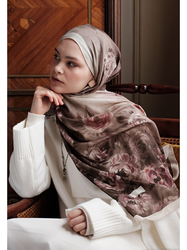 Fresh Scarfs Marielle Desenli Pamuk Viskon Şal Bej