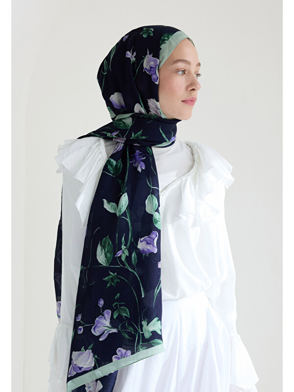 Fresh Scarfs Love Garden Floş Viskon Şal Lacivert