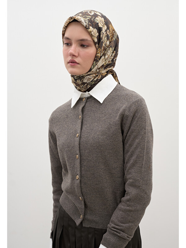 Fresh Scarfs Judıth Desen Pamuklu Viskon Eşarp Kahve