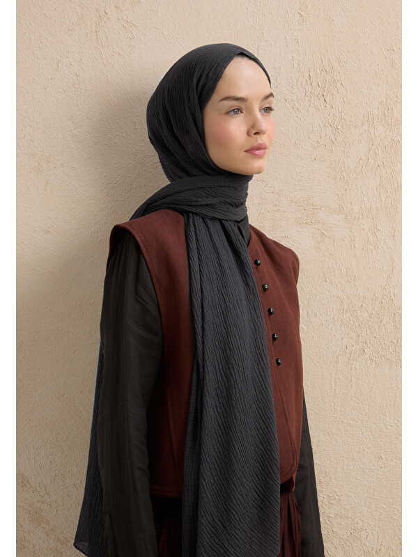 Fresh Scarfs Modal Krinkıl Şal Füme
