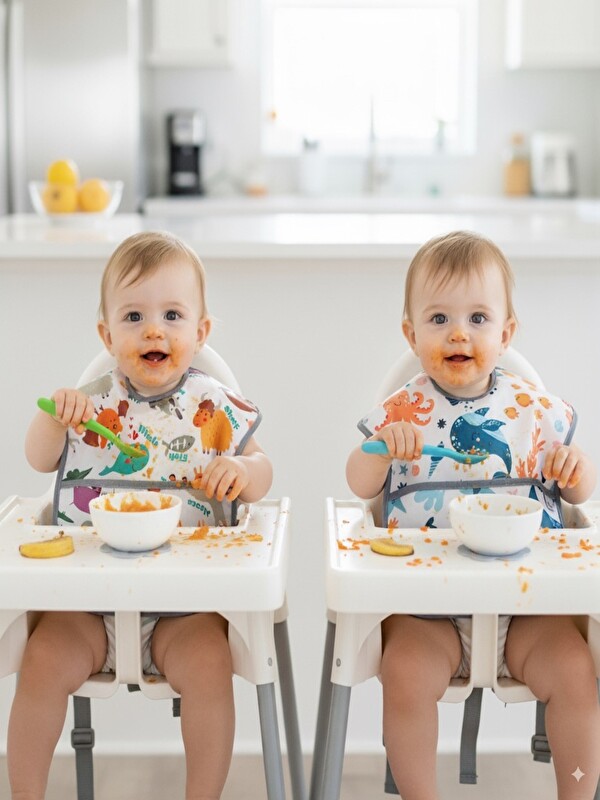 Yorni 2 ADET, Ekonomik SET, 6-24ay, Zoo ve Sea, Kolsuz, Sıvı Geçirmeyen, Cepli, Cırtlı Mama Önlüğü, Önlük